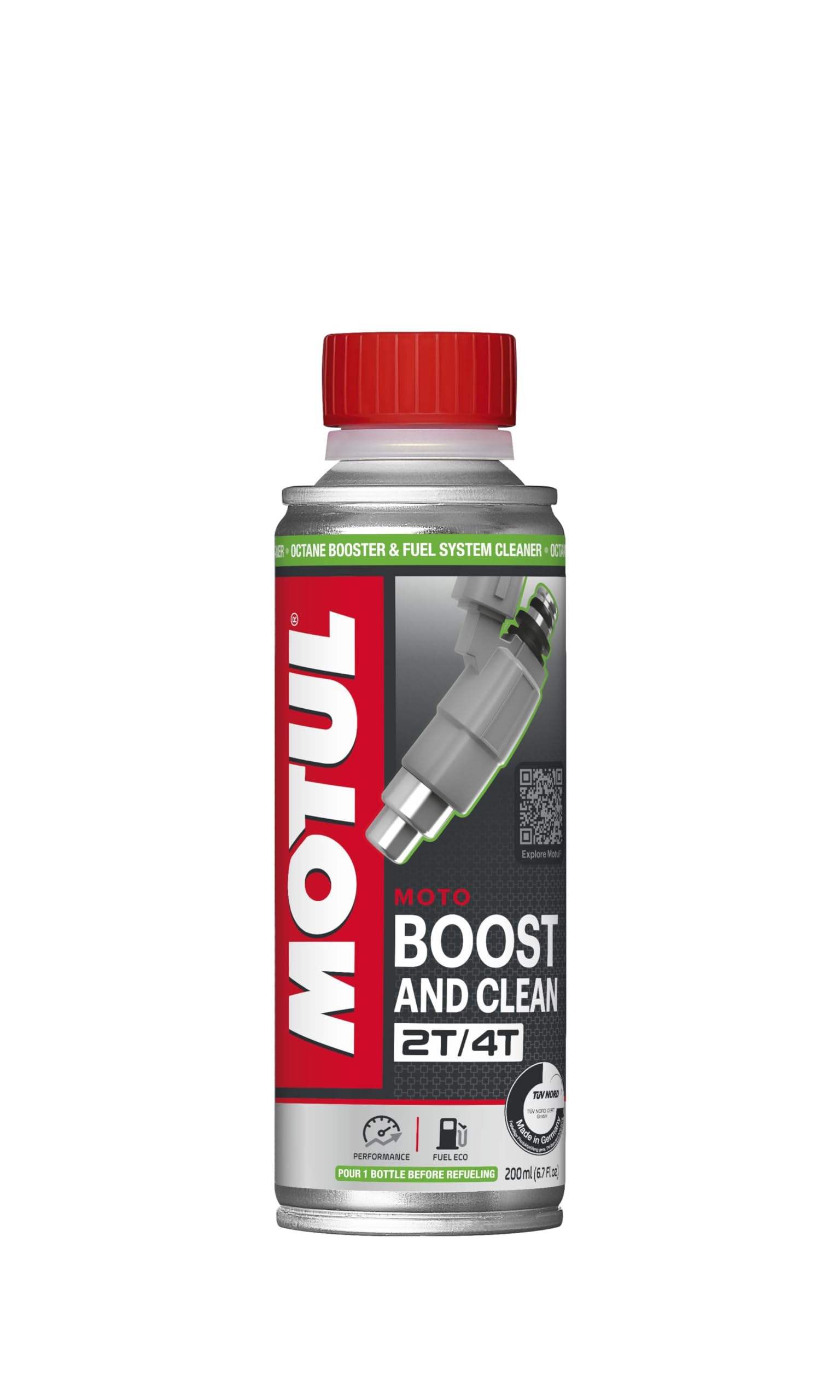 Motul - Additivo per Migliorare il Numero di Ottano e Detergere - Motori 2T et 4T - Riduzione dei Consumi - Ideale Prima della Revisione - Boost and Clean Moto - 200 ml