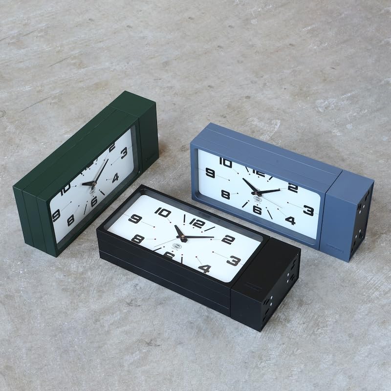 Image of Dulton H21-0362BK Double Face Clock Rectangle Black Wall Clock Tickle Men's Heart Double Sided Clock Magnet Height 7.3 inches (187 mm) Width 17.4 inches (442 mm) Depth 3.8 inches (98 mm)