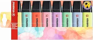 Marcador de Texto, Stabilo Boss Pastel, 76.4702, Estojo com 8 Unidades, Multicor