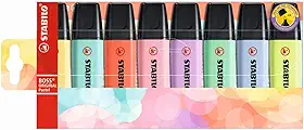 Marcador de Texto, Stabilo Boss Pastel, 76.4702, Estojo com 8 Unidades, Multicor