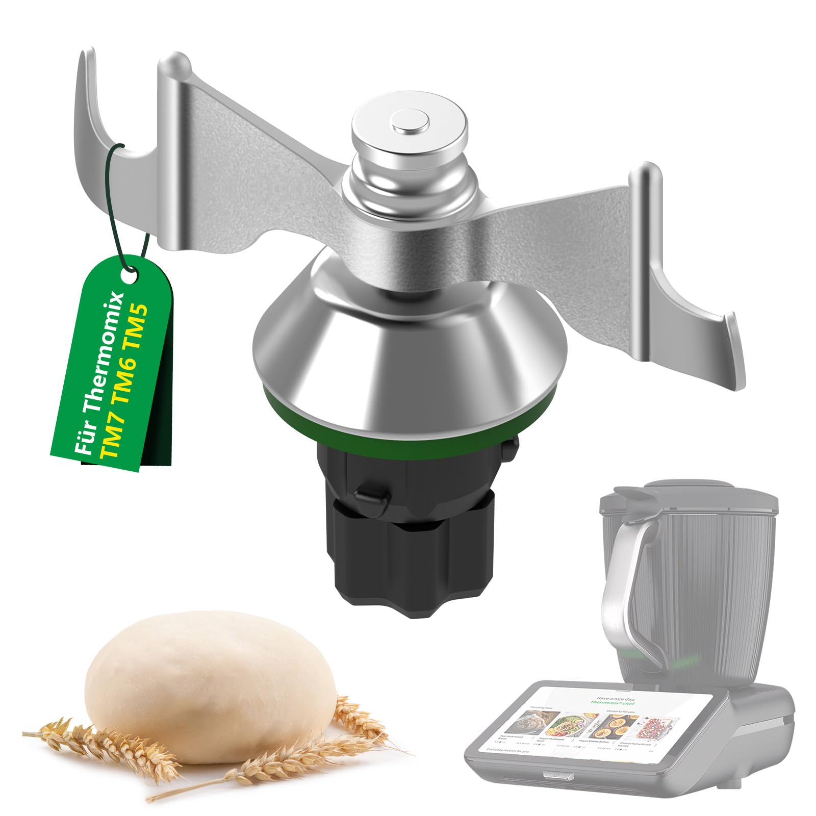 HAFOEEP Teigmesser für Thermomix TM7 TM6 TM5, Mixmesser aus Edelstahl mit Dichtring für Vorwerk Thermomix TM5 TM6 TM7 Bimby Ersatzmesser Teigkneter Zubehör, Keine Teigrückstände, Einfach zu reinigen