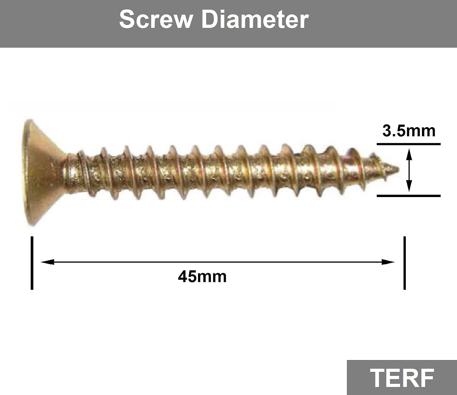TERF® Multi Purpose Screws 3.5 X 45mm Pozi Flat Double Countersunk Zinc Yellow Screws For PVCu Wooden Timber Chipboard MDF and other similar types Screw Size 3.5 X 45mm - Image 4