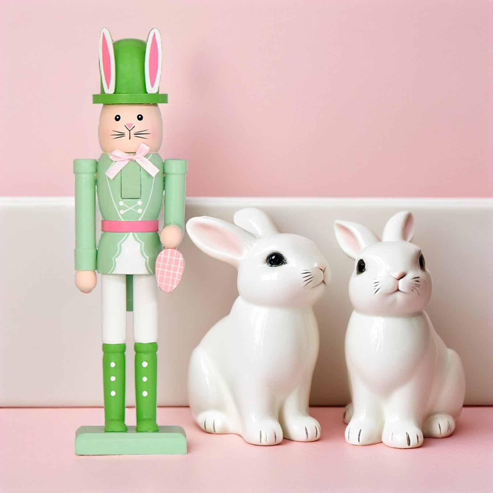 VICASKY 2 Pezzi Schiaccianoci Coniglio Pasquale in Legno, Figura