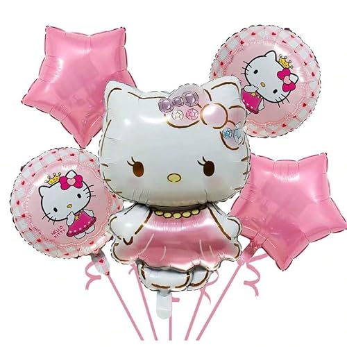 5pcs Hello Cat Party Supplies 18 inches Round Aluminium Balloons