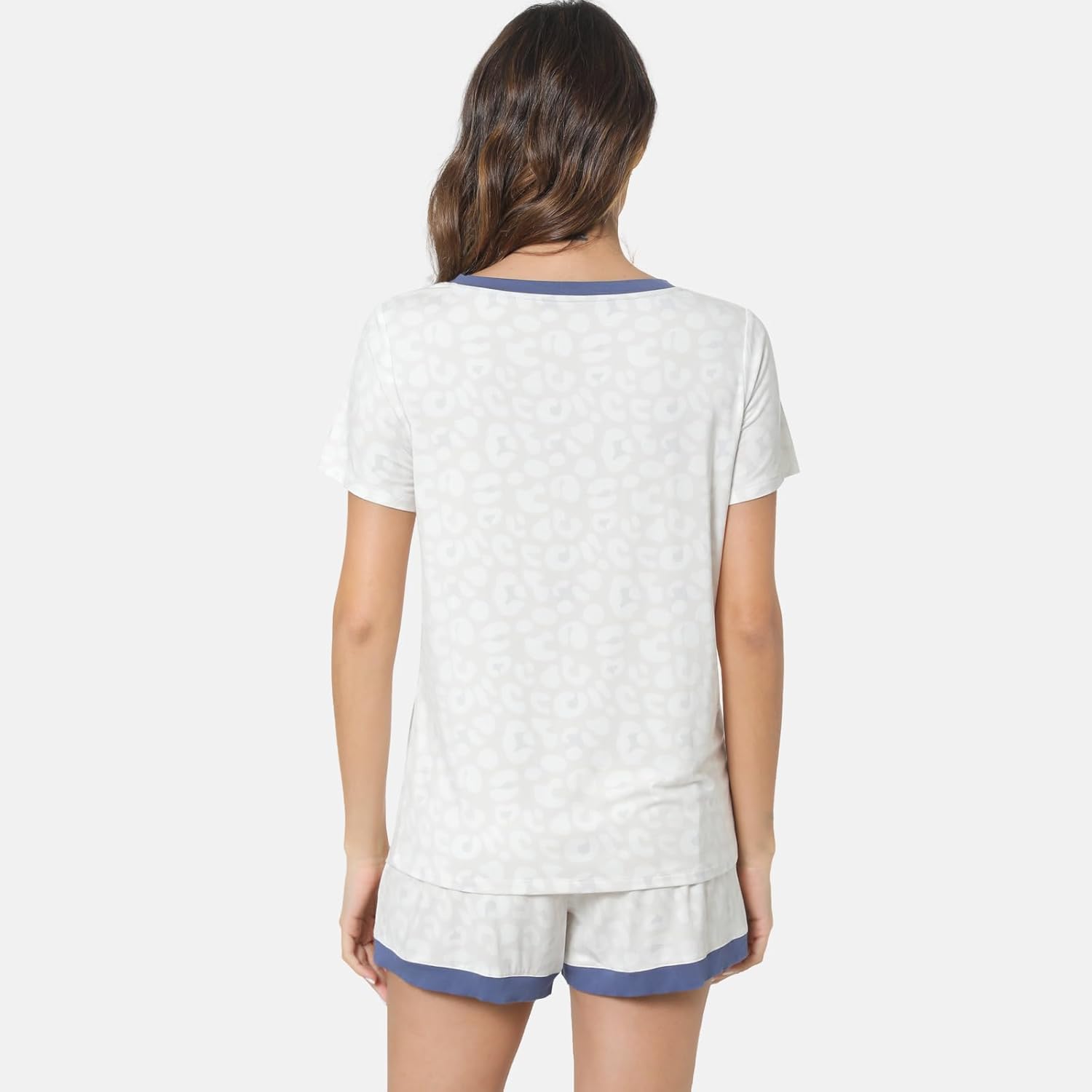 GYS Bamboo Viscose Pajamas for Women Set, Soft Short Sleeve Top and Shorts Sleepwear, Comfy Lightweight Lounge Pajama Set - Image 2