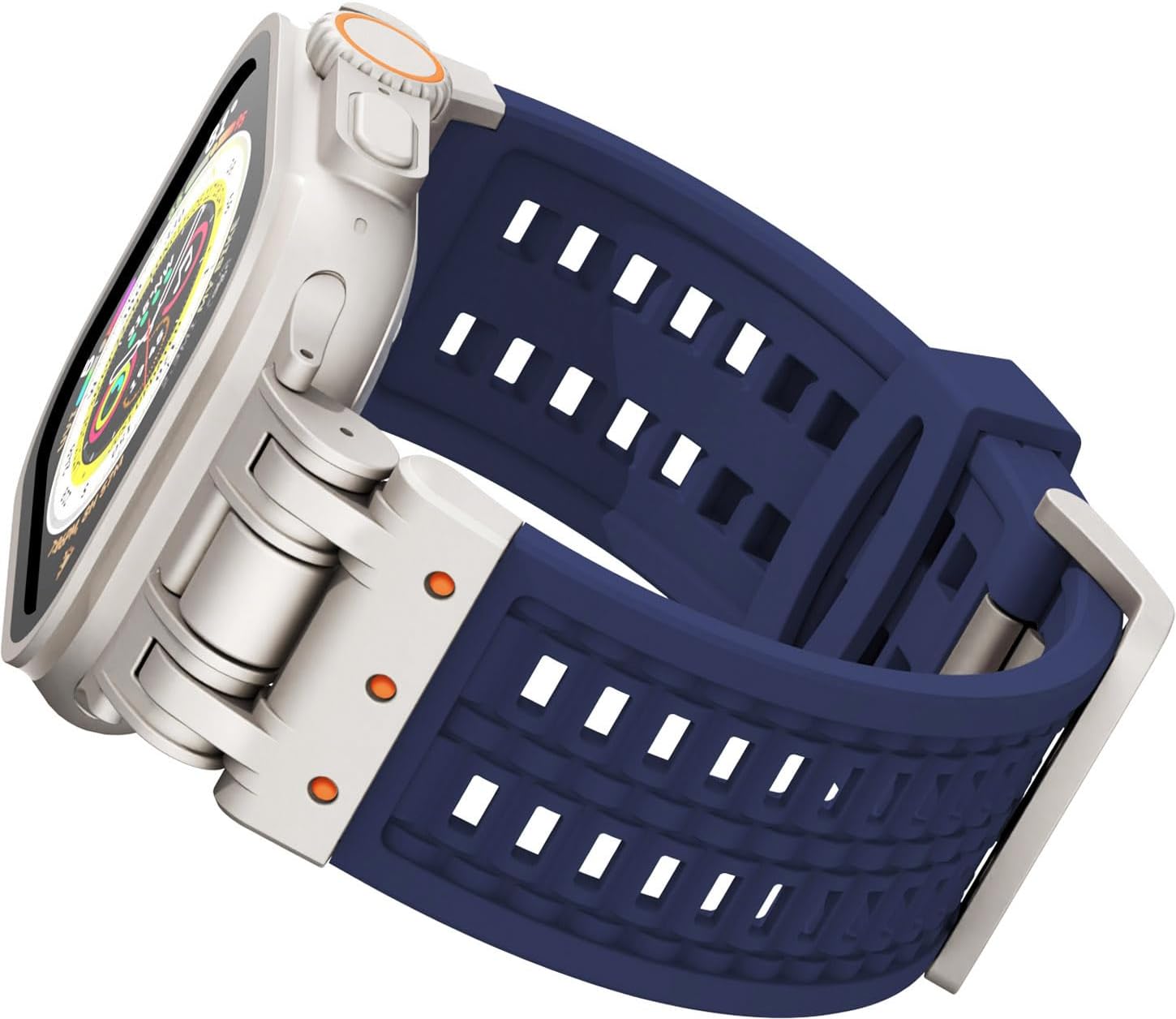 Designed for Apple Watch Ultra 3/2/1 Band 49mm/46mm/45mm/44mm for Men, Silicone Strap with Stainless Steel Buckle for Apple Watch Ultra 3/2/1 Series & SE3/2/1 Series 11 10 9 8 7 6 5 4 3