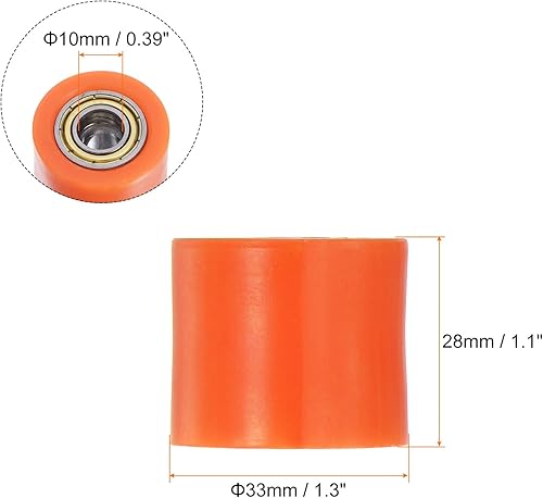 Miniatura 2 de HARFINGTON Tensor de polea de rodillo de cadena de 0.394 pulgadas (0.394 in), tipo cilindro de nailon, deslizador de rueda para mini motocicleta,