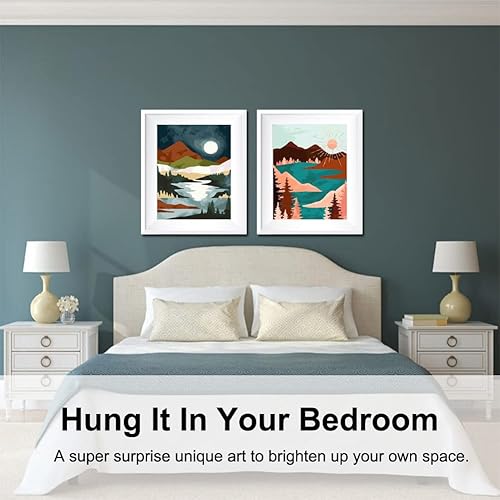 Miniatura 2 de Baisite 6970 Pintura por números, para adulto, principiante, niño, 12 pulgadas de ancho x 16 pulgadas de largo, 2 lienzos, 8 pinceles de madera,