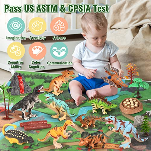 42 Pcs Dinosaur Toy Playset For Kids 3-5 With Play Mat, 14 Pcs Wind Up Dinosaurs Figures And Accessory Play Set, Create A Dino World For 5-7 Year Old Boys Birthday Gifts #TOP2