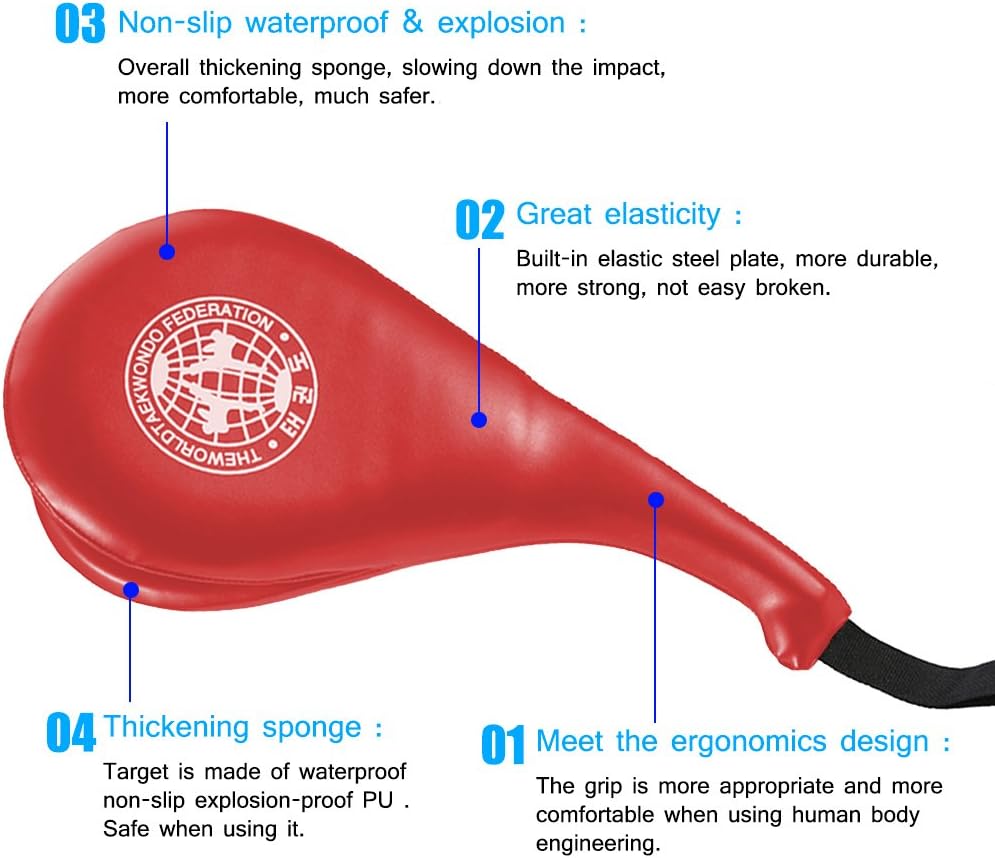 Yosoo Taekwondo Kick Pad, Pack of 2 Taekwondo Durable Kick Pad Target Tae Kwon Do Karate Kickboxing Training (Red) : Everything Else