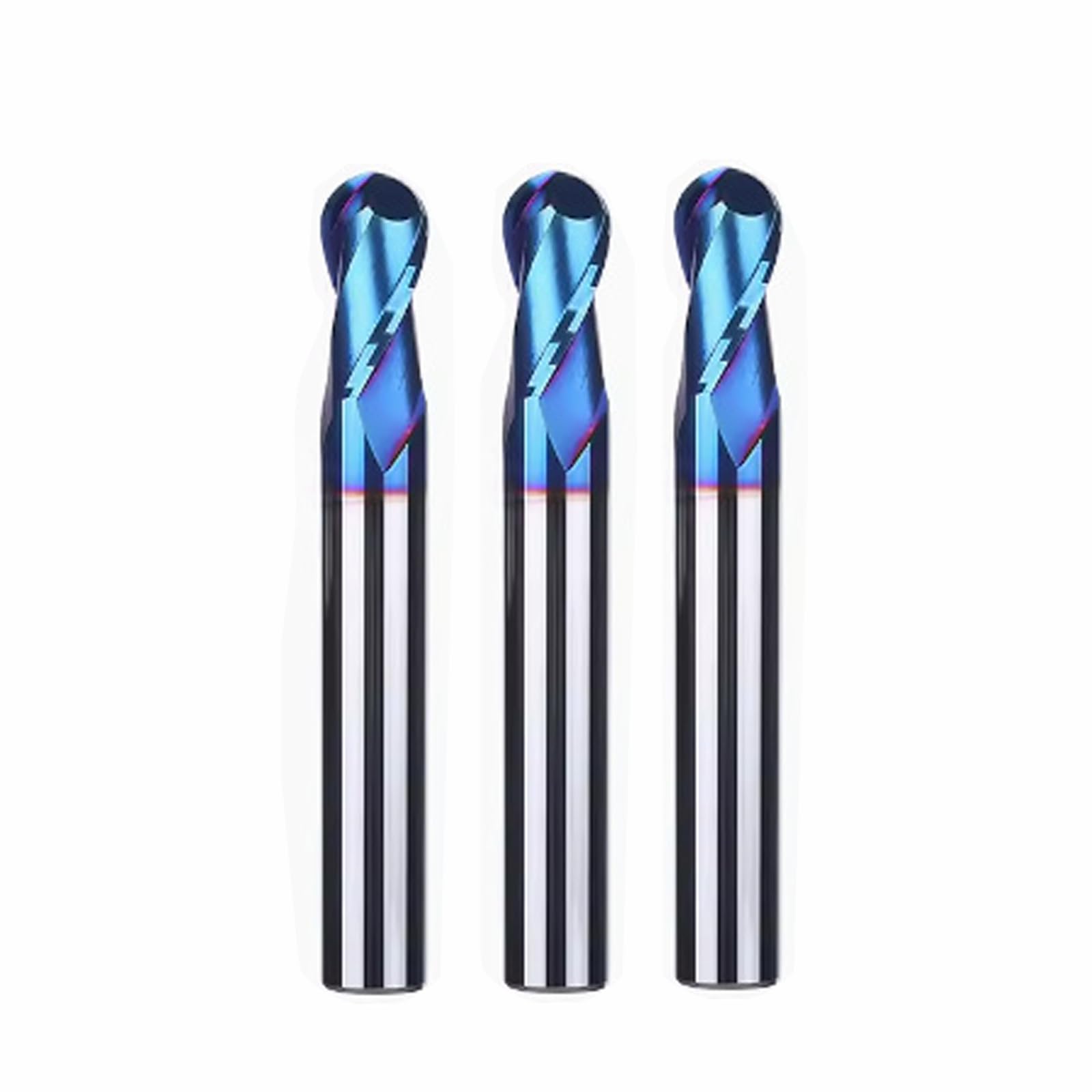 Nasi a sfera HRC65, in acciaio al tungsteno, 2 flauti in metallo duro con rivestimento blu Nanco, punte CNC per legno, plastica, acciaio, taglio 3D, incisione (punta Φ10 mm)