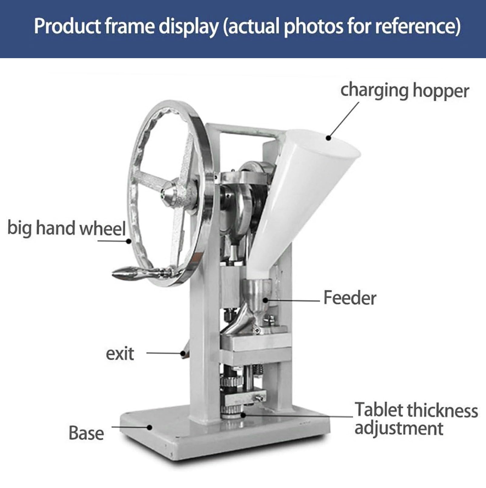 Prensa de tabletas de Laboratorio, Prensa Manual de tabletas de Leche, Prensa de tabletas de Laboratorio Manual, 0-2000 Piezas/Hora, diámetro de 5-12 mm, Grosor Ajustable de 0-6 mm