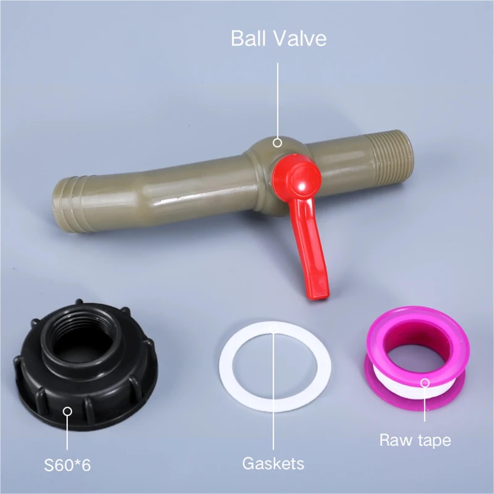 Pogrubione plastikowe złącza zbiorników IBC, złączki wodne, złącze do nawadniania ogrodowego, adapter przełącznika węża z gwintem S60x6 (13)
