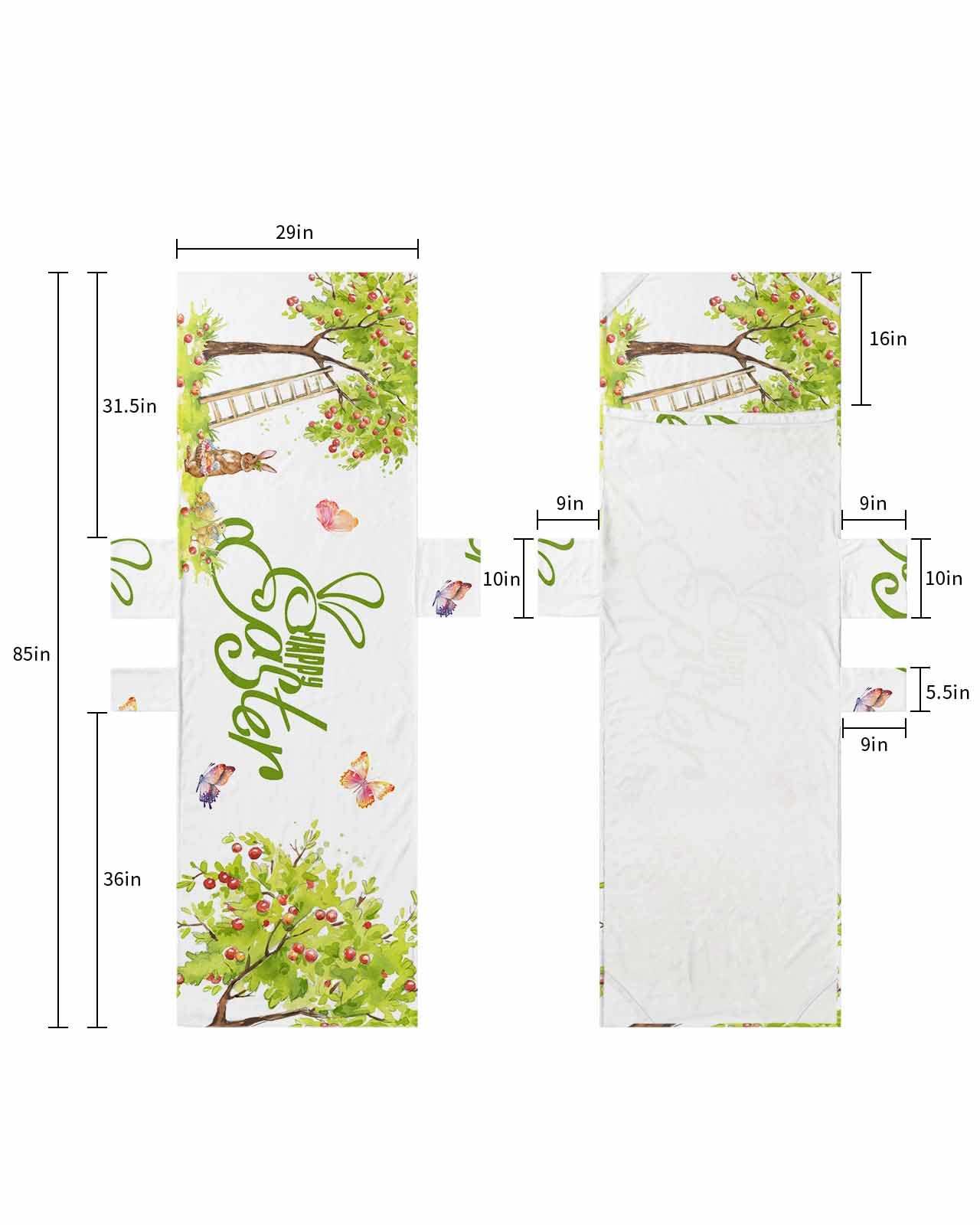 Spring Easter Beach Lounge Chair Towel Cover, Soft Chaise Lounge Towel with Side Pockets Patio Pool Chairs Cover for Beach/Pool Sunbathing 29x85 Bunny Green Tree Fruits Watercolor