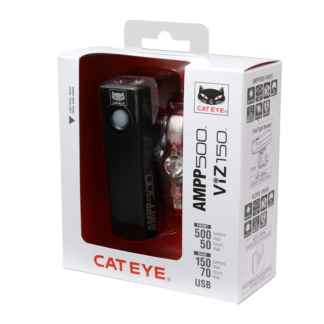 Amazon.co.jp: Cateye Ampp 500 / Viz 150 バイクライトセットライト