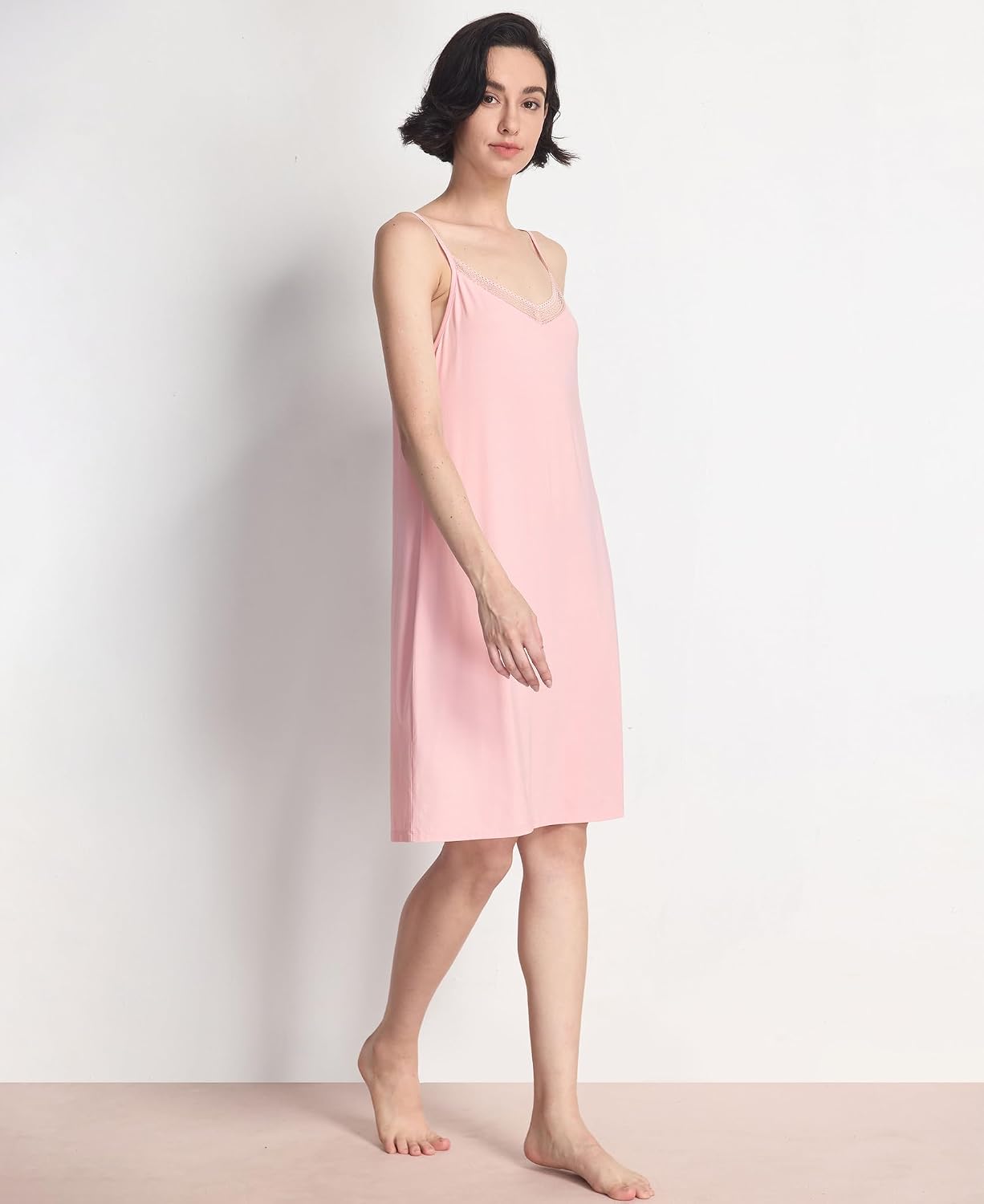 GYS Sleeveless Nightgowns for Women Soft Bamboo Viscose Full Slip Spaghetti Strap Camisole Under Dress