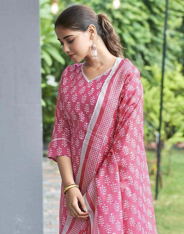 Image of SIRIL Women's Rayon Blend Floral Printed Straight Kurta Pant with Dupatta Set
