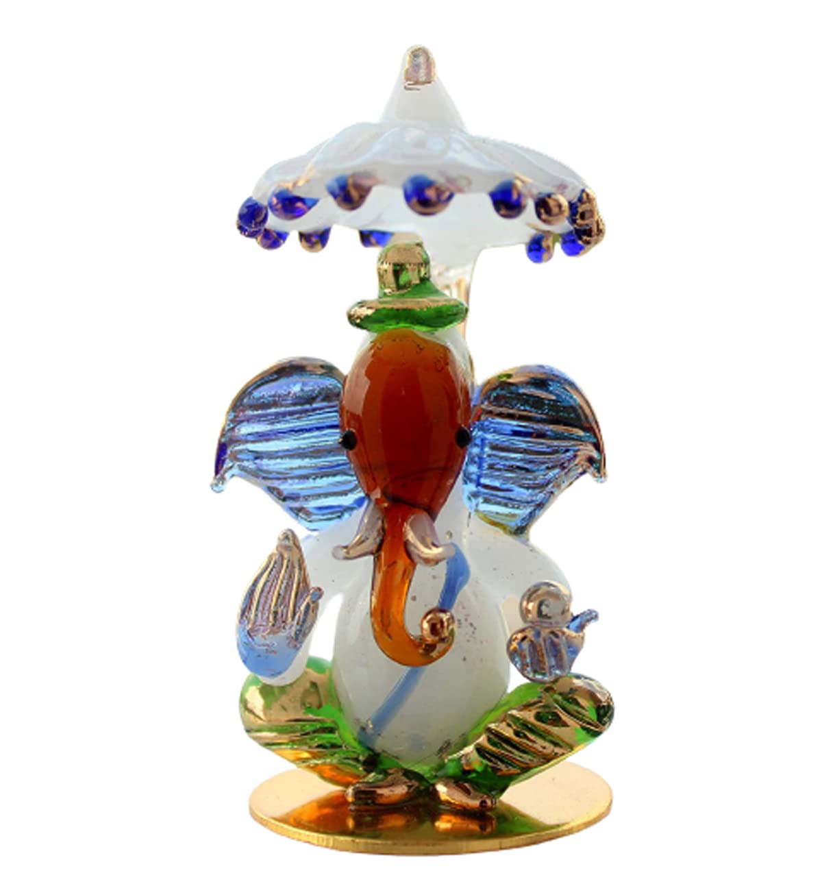 ESPLANADE Ganesha Ganesh Murti Idol Statue Sculpture (2.5") - Crystal Glass | Car Dashboard Idols (Assorted Colour and Design)