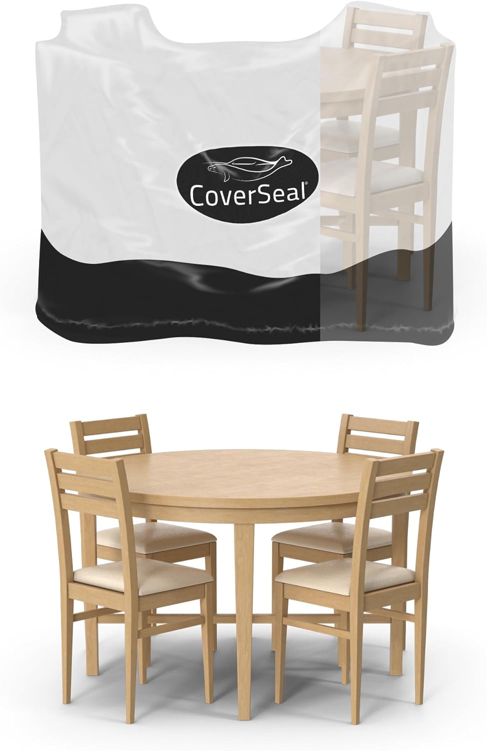 Patio Furniture Cover with Weighted Ground Conforming Apron Seal - Water Resistant Recangular Outdoor Furniture Covers for Outdoor Table and Chairs - Medium 128 L x 30 W x 60 H in