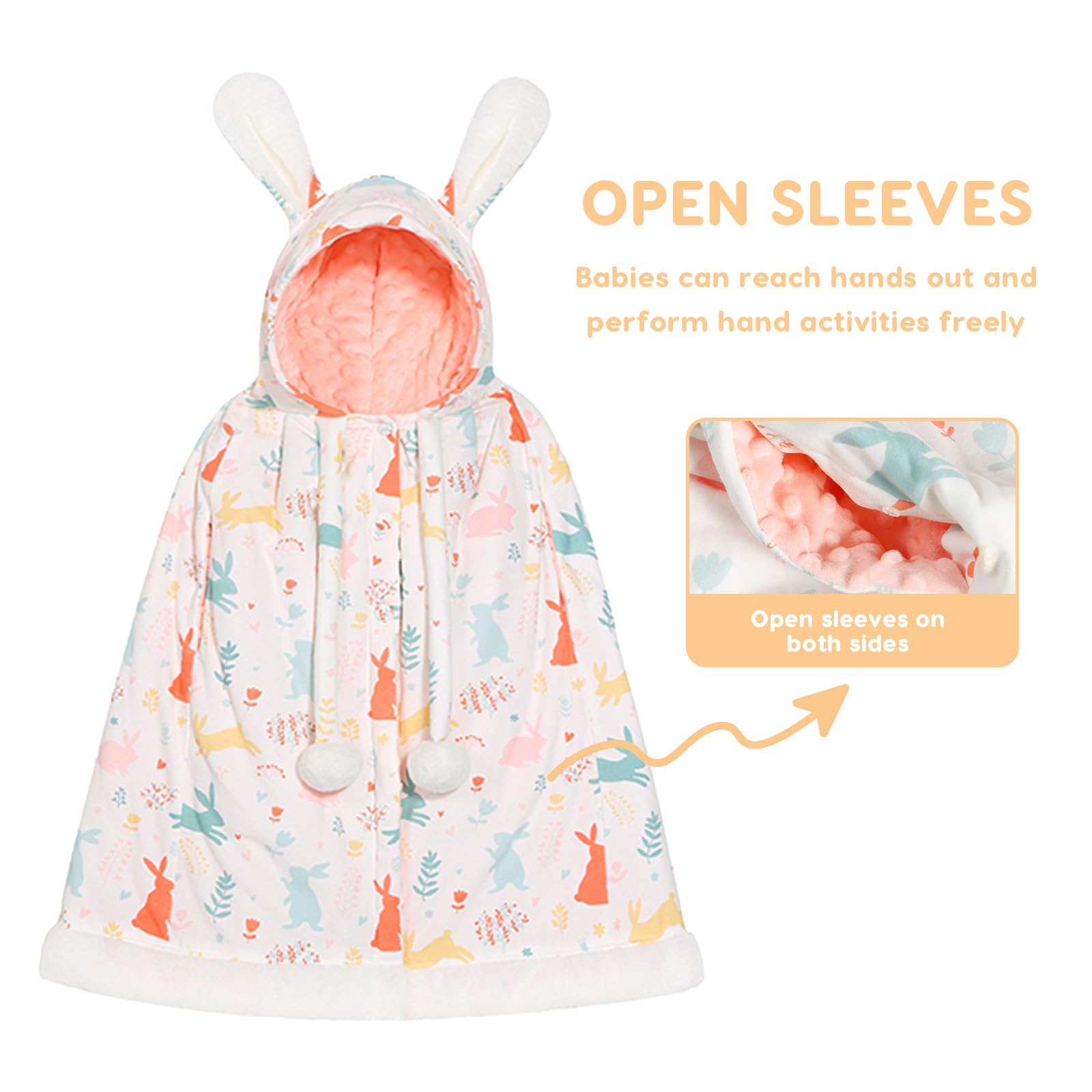 SONARIN Baby Kapuze Cape,Warme Kleinkind Poncho Umhang Mantel Winterjacke Schneeanzug Dicke Kleidung Niedliches Winter-Outfit Wickeldecke für Baby Mädchen Jungen