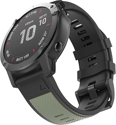 OVERSTEP Correa deportiva de silicona compatible con Fenix 5X Band de 0.06 pulgadas (1.024 in), correa deportiva de repuesto para Garmin Fenix 5X