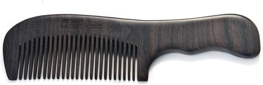 SHARPSWISS No Static Black Nature Handle Wooden Hair Combs