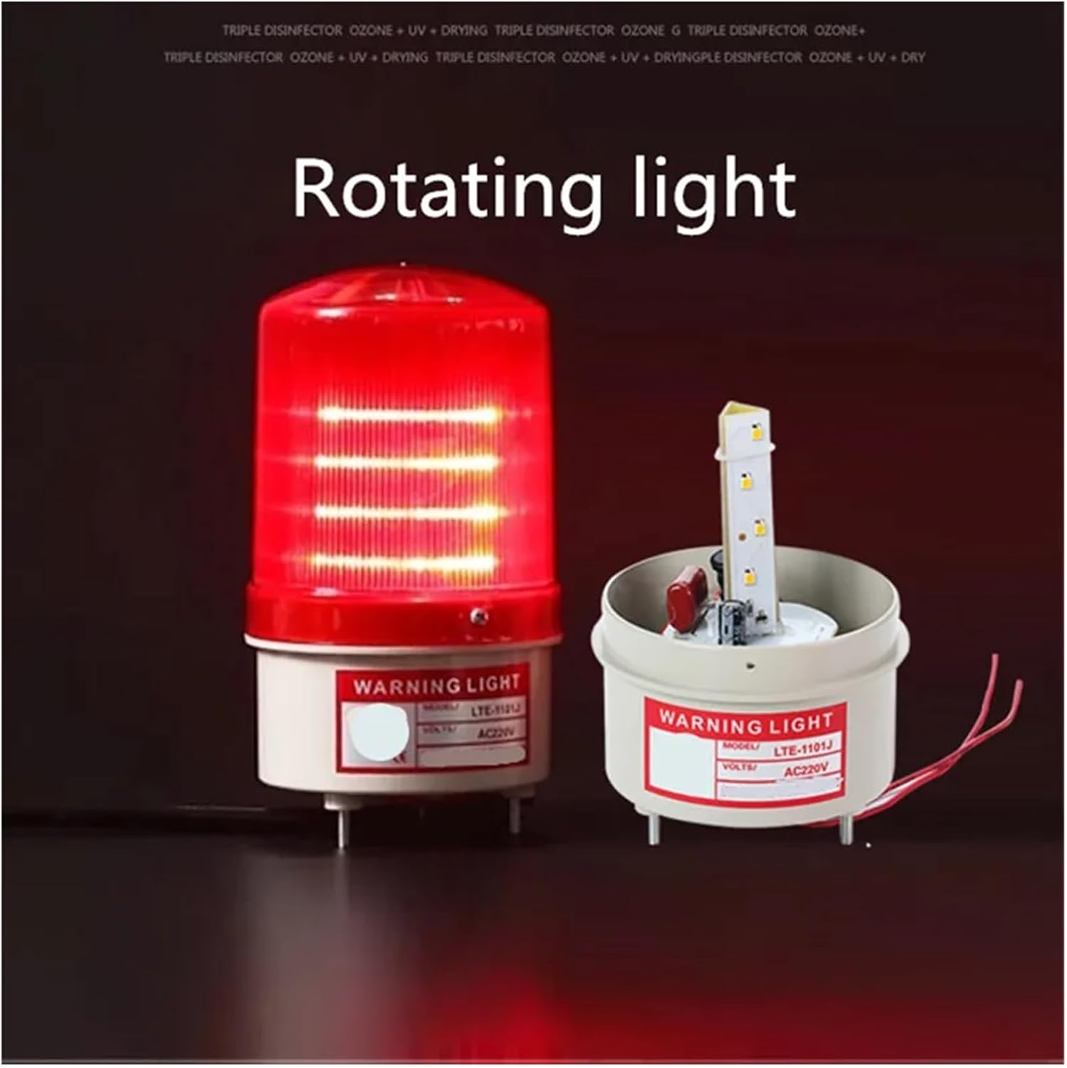 DC 12V/24V/48V Industrial LED Warning Light, Red Yellow Green Blue Rotating Signal Lamp with Siren Buzzer, Industrial Alarm Indicator Light(24v Blue)