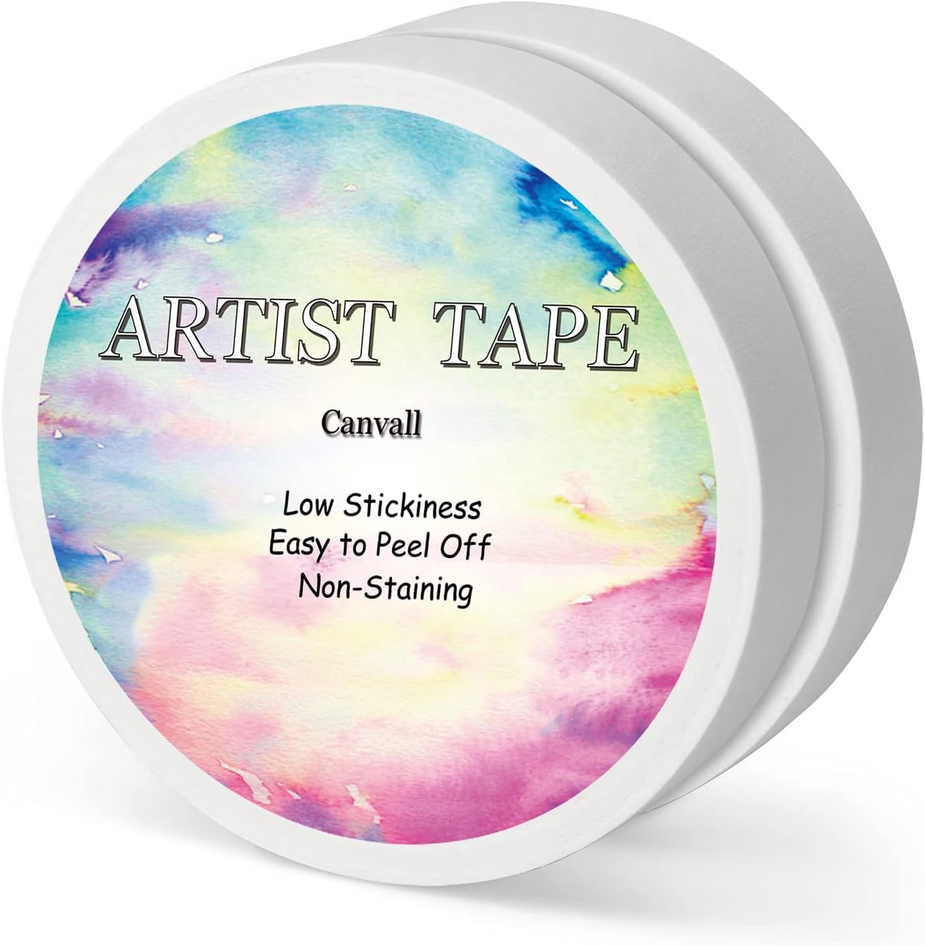 Masking Artists Tape 2 Pack White, Acid-Free Self-Adhesive Tape for Drafting Art Watercolor Painting Canvas Framing Paint Mask,2cm Wide 100m Long