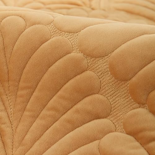 Miniatura 7 de vctops Funda de terciopelo suave acolchada con hojas de plátano para sofá, funda de sofá modular antideslizante para invierno, funda de muebles para