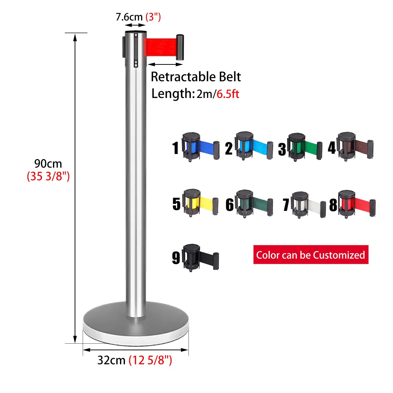 2 soportes retráctiles resistentes para control de multitudes, juego de postes de barrera plateada de 6.5 pies con soporte para carteles, ideal para aeropuertos, eventos y espacios públicos