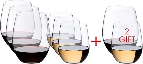 Miniatura 1 de Riedel O - Juego de vasos de cristal sin tallo de 21.13 onzas y Viognier Chardonnay Viognier Chardonnay de 21.13 onzas, 4 de cada uno (paquete de 8)