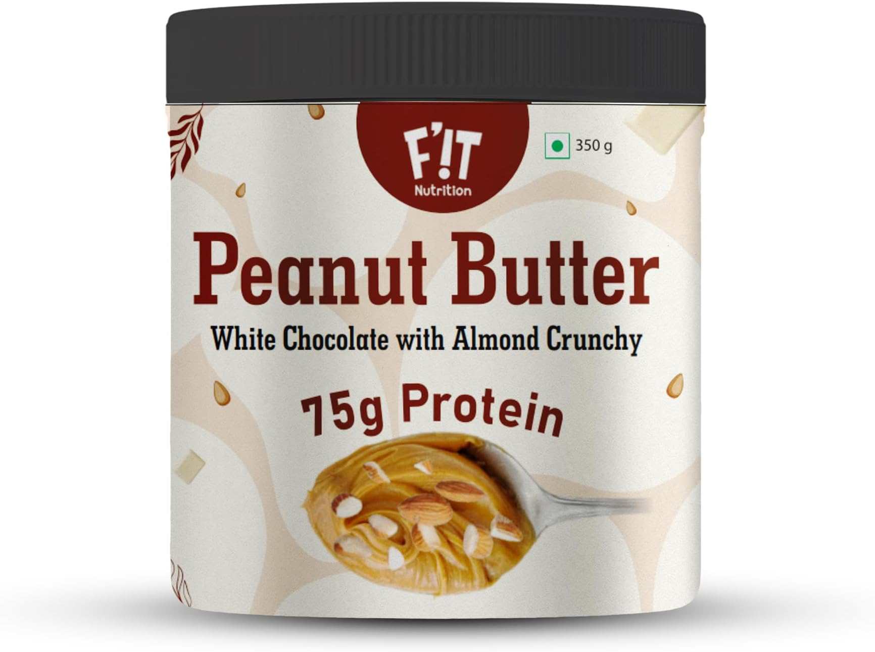 FIT Nutrition | White Chocolate with Almond Crunchy Peanut Butter | 75g Protein | No Preservatives | Gluten Free - 350g
