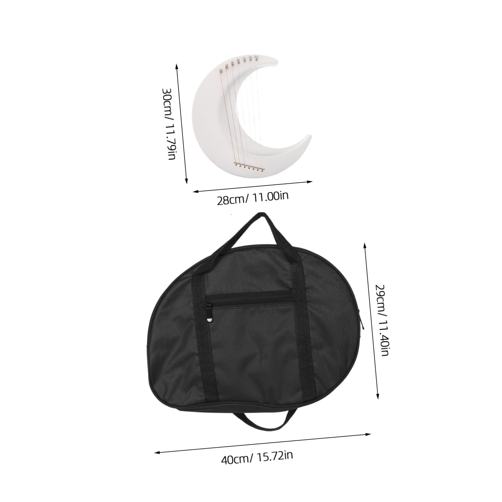 TOYANDONA 7-Strunowa Moon-shaped Lyra Drewniana z Kluczem Do Strojenia Kompaktowy Instrument Muzyczny Do Nauki i Występów Idealny dla Początkujących i Miłośników Muzyki