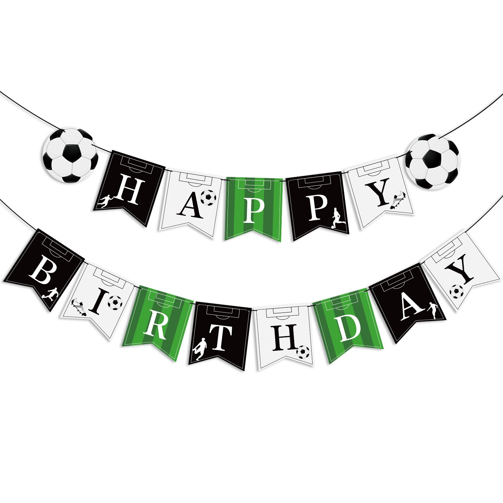 Hooqict Soccer Happy Birthday Banner Birthday Party Decorations Soccer Party Banner Garland Sign for Kids Boys Men Sport Theme Game Day Decorations Supplies