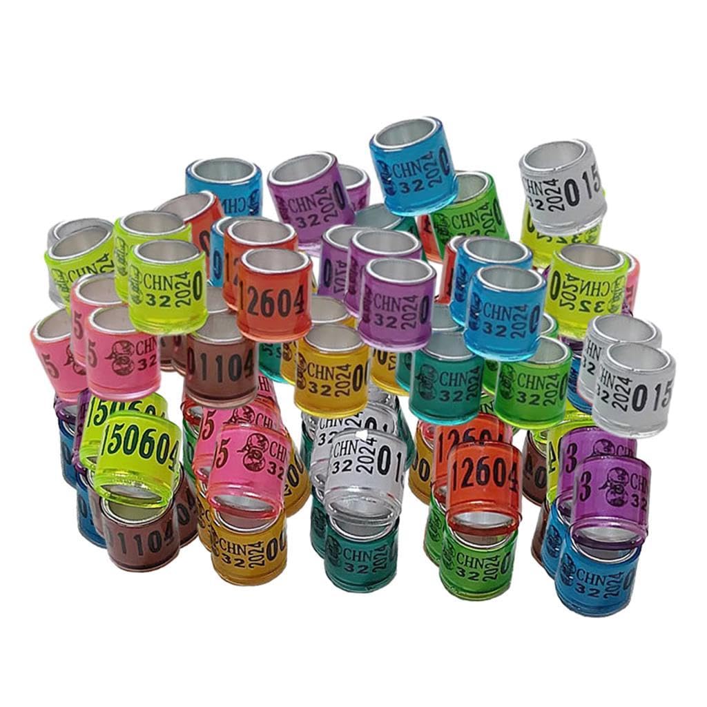 50x 2023 Pigeon Leg Rings Bird Foot Bands for Bantam Finch Canary Mixed Color-image-21