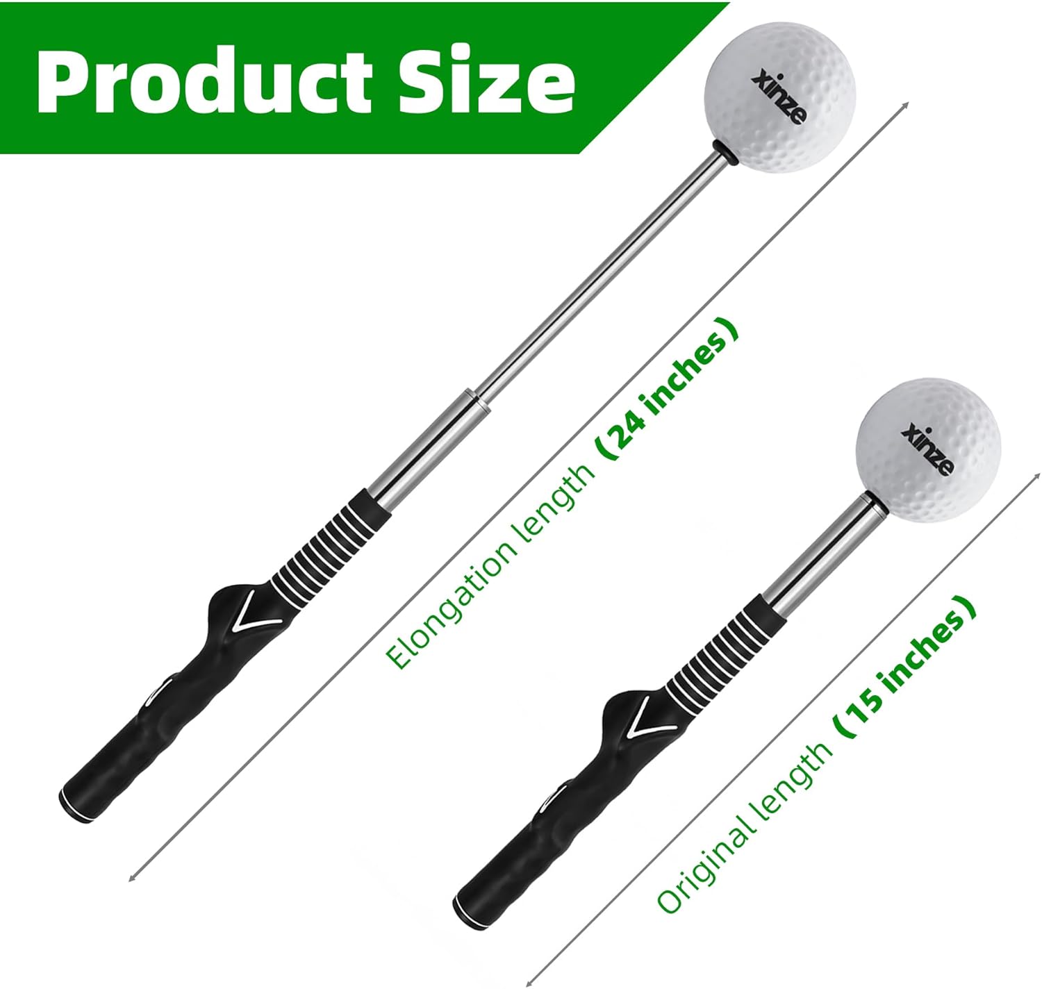 Retractable Golf Swing Trainer and Club Grip Trainer 2-in-1 Bundle,Right Hand Golf Training Aid,Click Stick