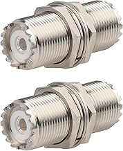 2 Pack UHF PL259 Connector Adapter UHF SO239 Female to Female Bulkhead Coax Connector 50 Ohm SO-239 PL-259 RF Coaxial Cable Adapter