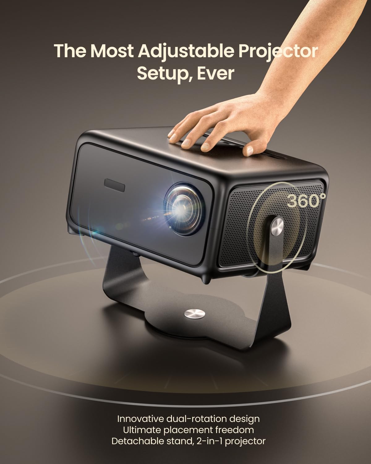 Proiettore 4K Home Theater | 1500 ANSI Lumen | Smart TV Con Netflix, Prime Video, YouTube | Autofocus ToF E Correzione Keystone | WiFi E Bluetooth | Altoparlanti 30W Dolby Audio | Supporto Regolabile 360°