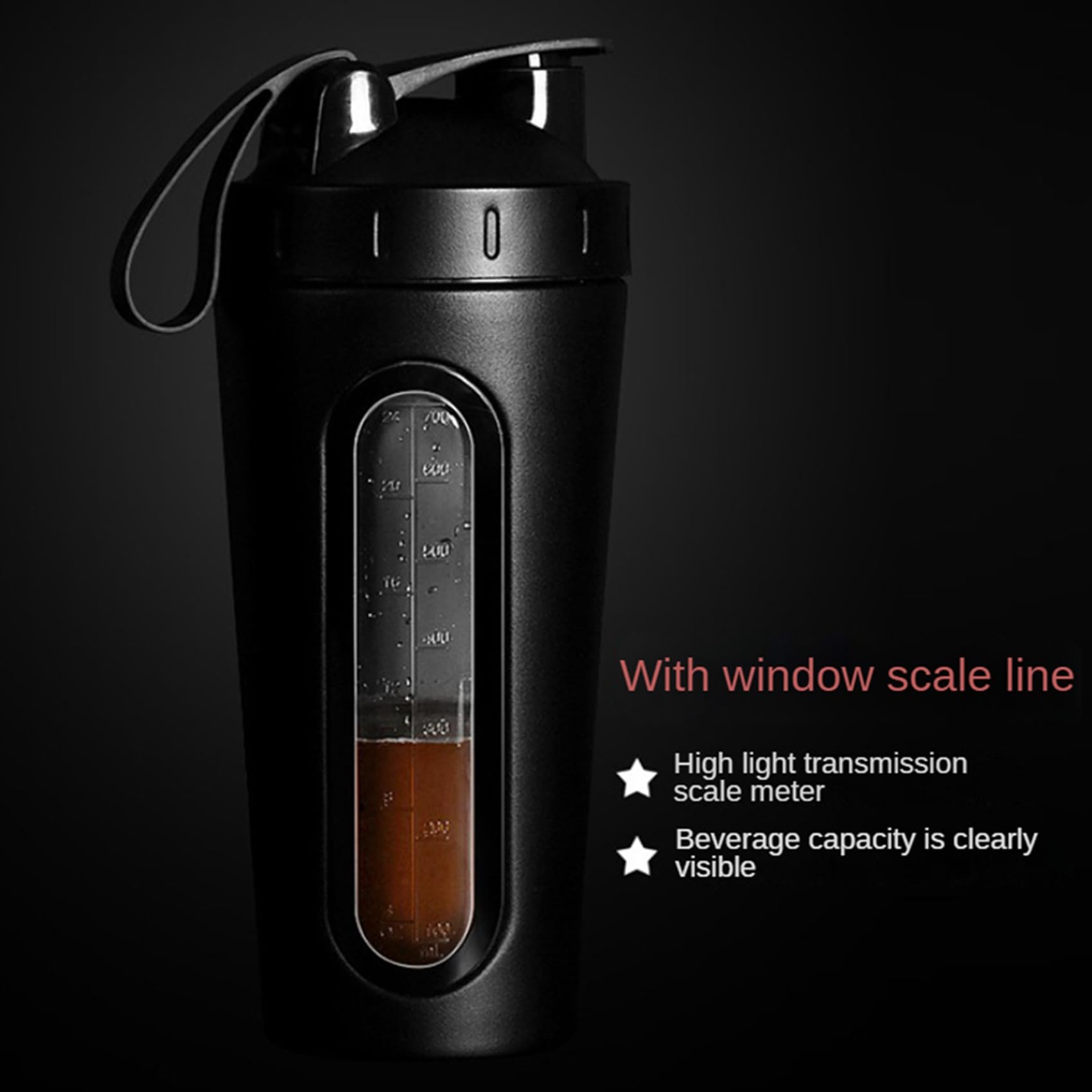Lot de 2 bouteilles shaker pour mélanges de protéines, shaker de protéines en acier inoxydable, ne reste pas froid/chaud, gobelet shaker en métal avec fenêtre de visualisation, B