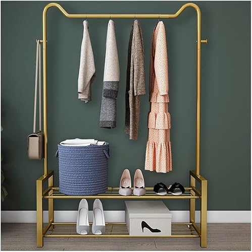Miniatura 1 de NEPHEW Perchero independiente con 2 estantes de almacenamiento de zapatos y 2 ganchos, organizador de armario independiente, estante de ropa para