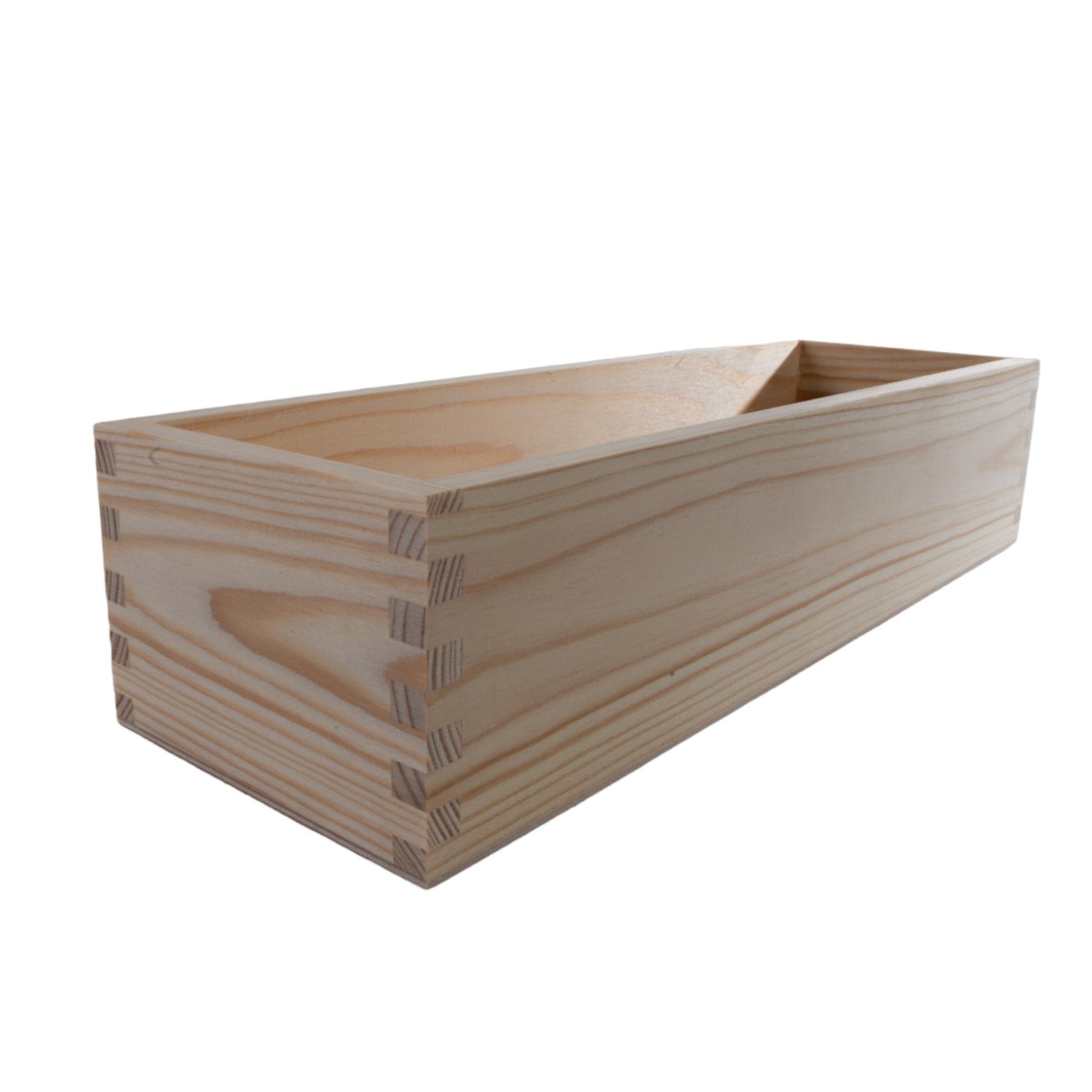 WooDeeDoo Rectangular Wooden Open Display Presentation Box | 36 x 11.5 x 7.5 cm | Fits 1x 75cl Wine Bottle | Non-lidded Container Organiser for Storage | Unpainted & Unfinished Plain Decorative Pine
