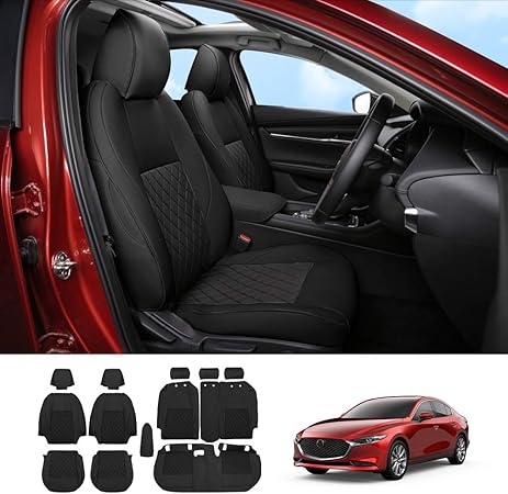 Amazon Cartist マツダ 新型 Mazda3 カーシートカバーセット 車用 フルサラウンドシート セダン ファストバック H31 5 現行 自動車 座席カバー 前座席用 後部座席用 保護カバー 汚れ 傷防止 マツダ3 専用設計 冬用or夏用 カー用品 13枚セット 新型 マツダ3 ブラック