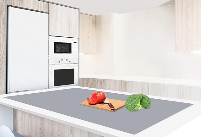 AECHY Silicone Mats for Kitchen Counter 47"x23.6"x0.08, Largest Heat Resistant Mat Shipped Rolled Up Kitchen Island Silicone Countertop Protector Mat Nonslip Extra Large Counter Mat, Dark Gray