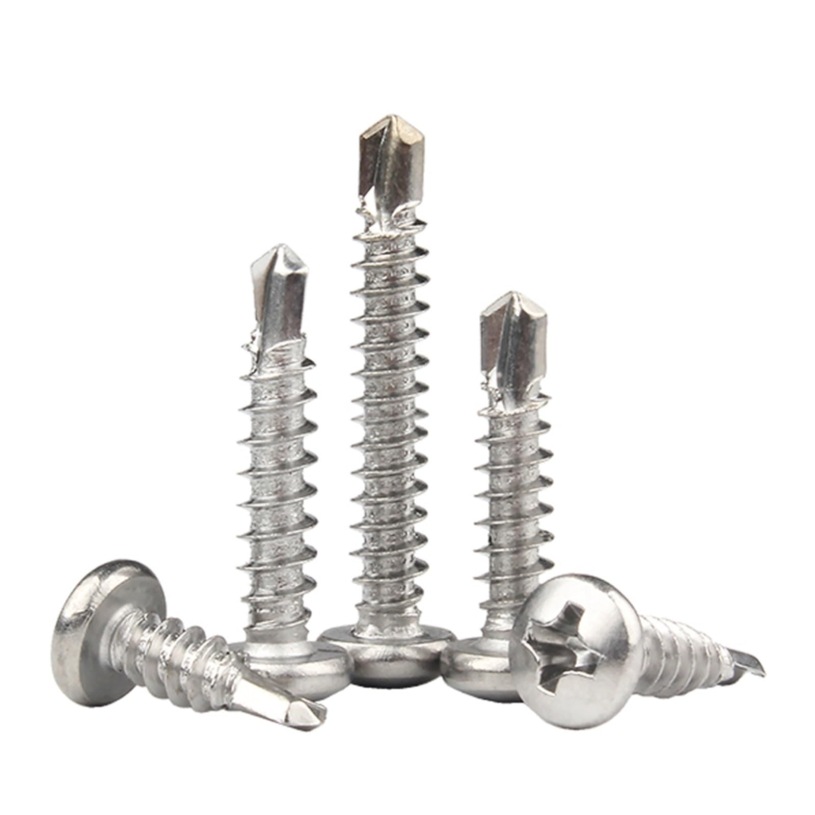 200 pezzi, viti a filettatura singola, viti for legno multiuso, 6#8#10#12#14 Phillips in acciaio inossidabile vite autoperforante filettatura vite autofilettante bullone M3.5-M6.3 testa cili