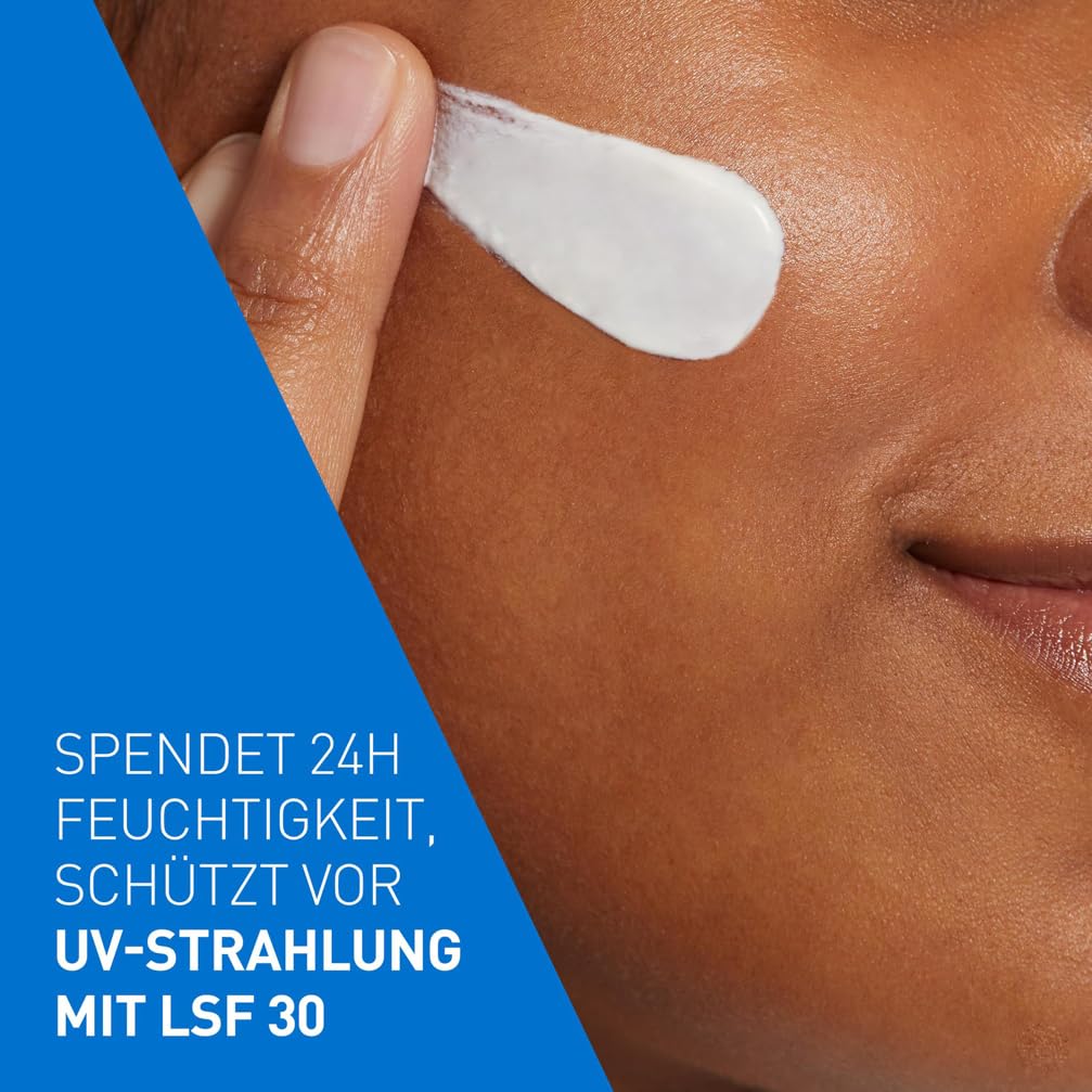 CeraVe Feuchtigkeitsspendende Gesichtscreme mit LSF 50, Hydratisierende Tagescreme mit Lichtschutz für normale bis trockene Haut, Schutz vor UVA- und UVB-Strahlung, 2 x 52ml