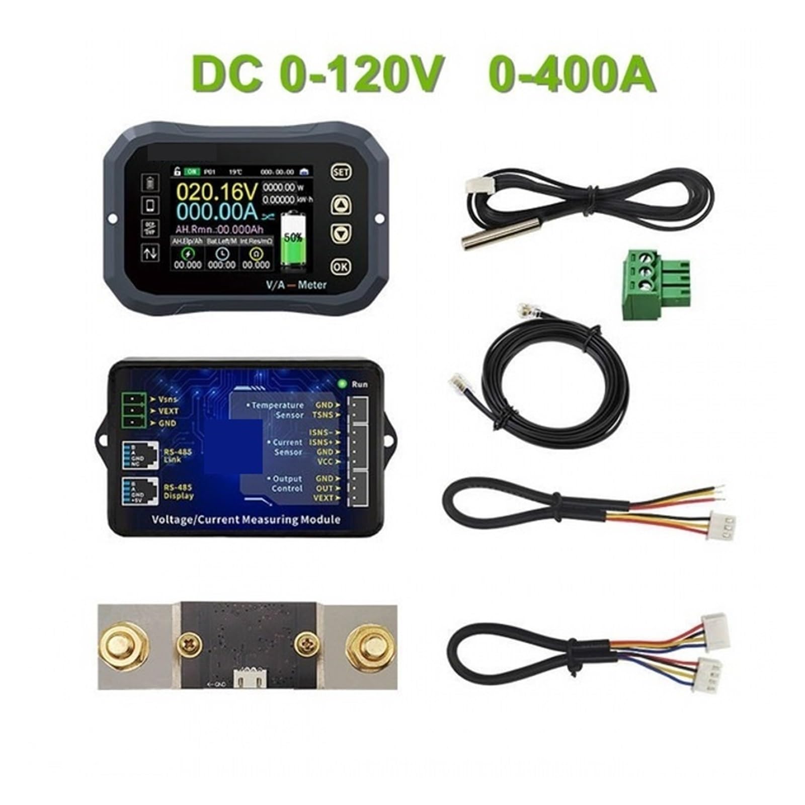 Monitor De Capacidad De Batería CC 100A 400A 600A 0-120V Medidor De Corriente De Voltaje Inalámbrico Voltímetro Coulómetro Carro De Coche(KG140F)