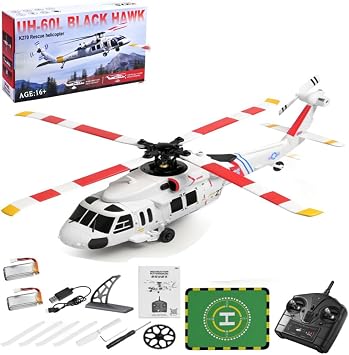 K270 UH-60L RC Helicopter, 170-Class 2.4G 4CH 4-Rotor Flybarless Rescue Remote Control Helicopter Model with Barometric Altitude Optical Flow, RC Aircraft Gift -RTF