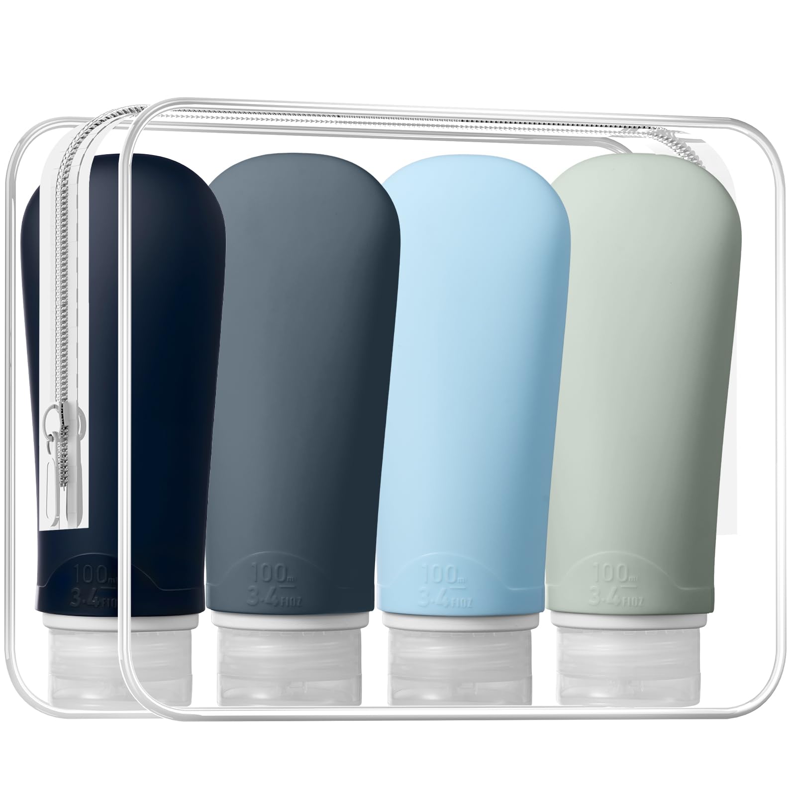 INSFIT Travel Bottles for Toiletries, TSA Approved 3oz Travel Size Containers, BPA Free Leak Proof Squeezable Silicone Tubes for Shampoo Conditioner Lotion Body Wash with Labels