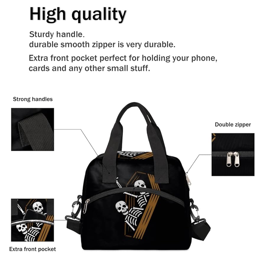 lunch box tote bag／black Amazon.com: Black Lunch Bag for Men - Lunch Bag with Zipper