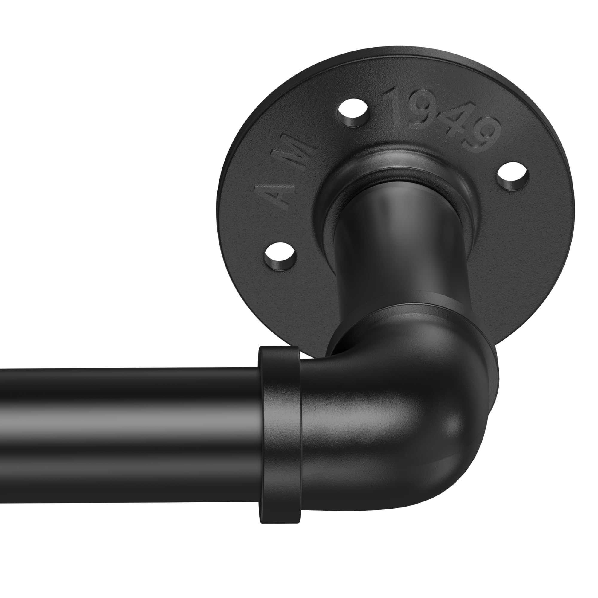 Gardinenstange Schwarz Ausziehbar 195-435cm, Industrial Vorhangstange, Industriell Gardinenschiene Deckenmontage, Curtain Rod für Schlafzimmer φ25mm